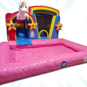 Jumpy Happy Splash - Einhorn - Hüpfburg mit Rutsche und optionalem Wasserbecken